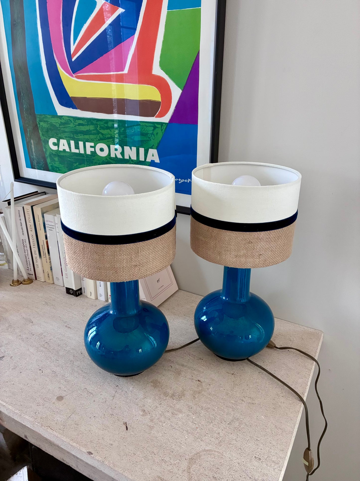 Paire de lampes "Boules" en porcelaine - 1970.