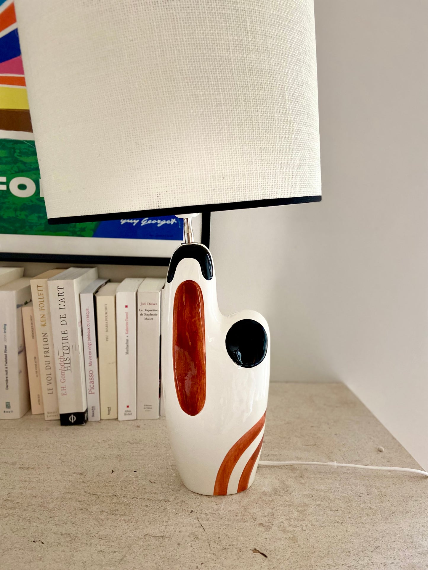 Pair of lamps signed FADO in enamelled terracotta - "Autumn mood"