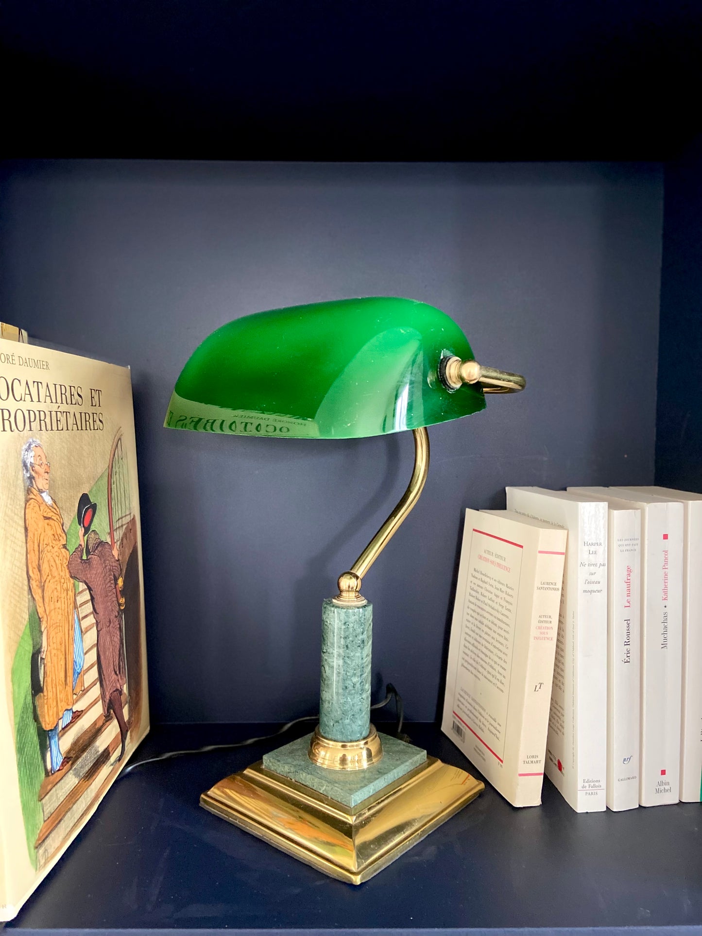 Lampe de notaire "Émeraude" - Milieu du XXe.