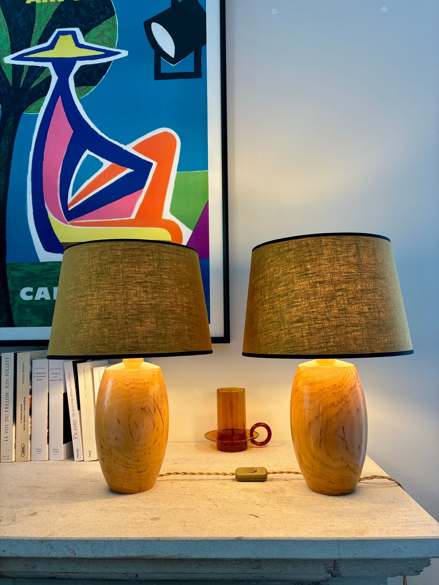 Pair of "Autumn" wooden lamps - 1970.