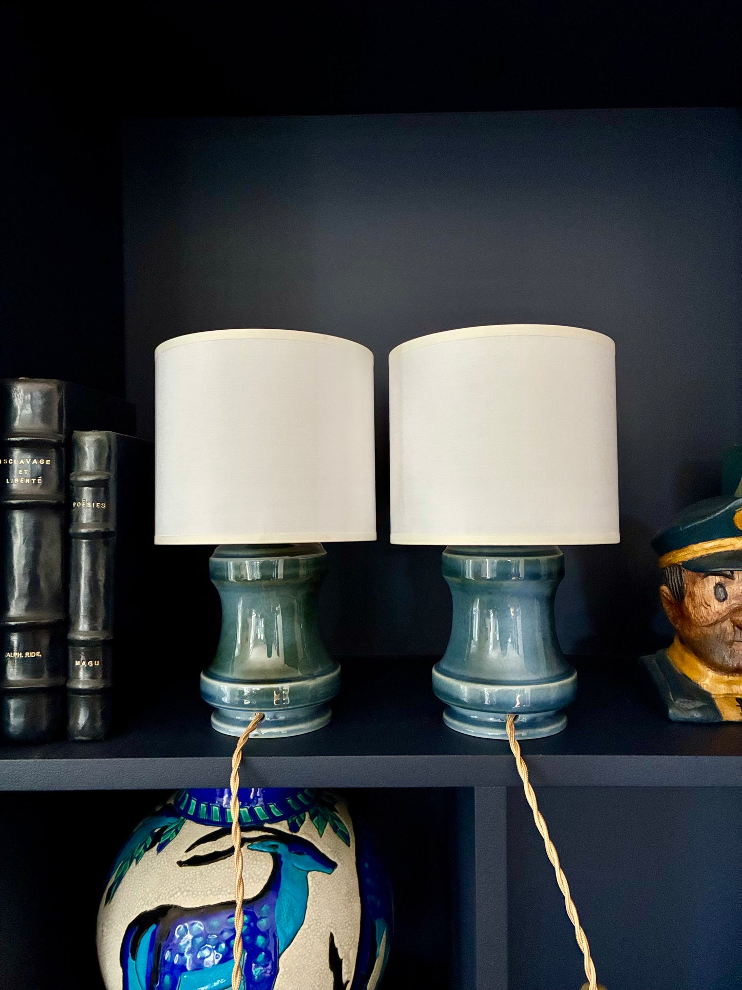 Paire de lampes de chevet "Haddock" en porcelaine - 1950.
