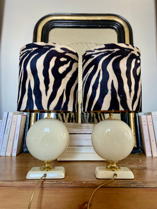 Pair of zebra lamps