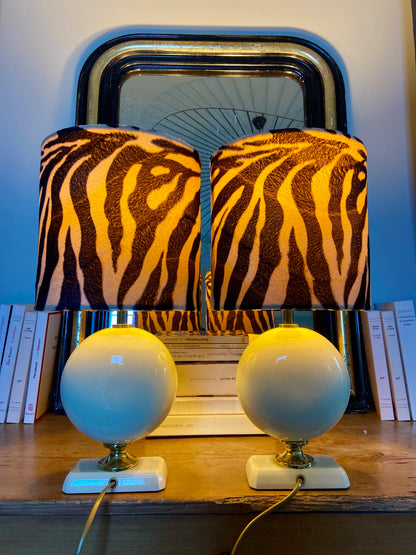 Pair of zebra lamps