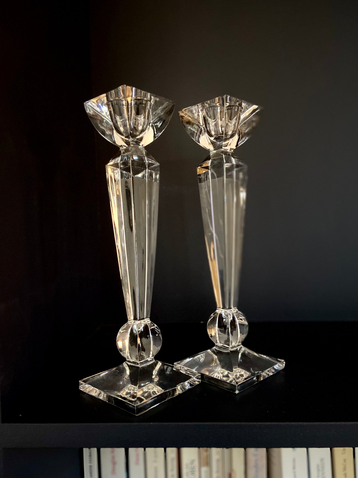 Pair of Bohemian crystal candlesticks