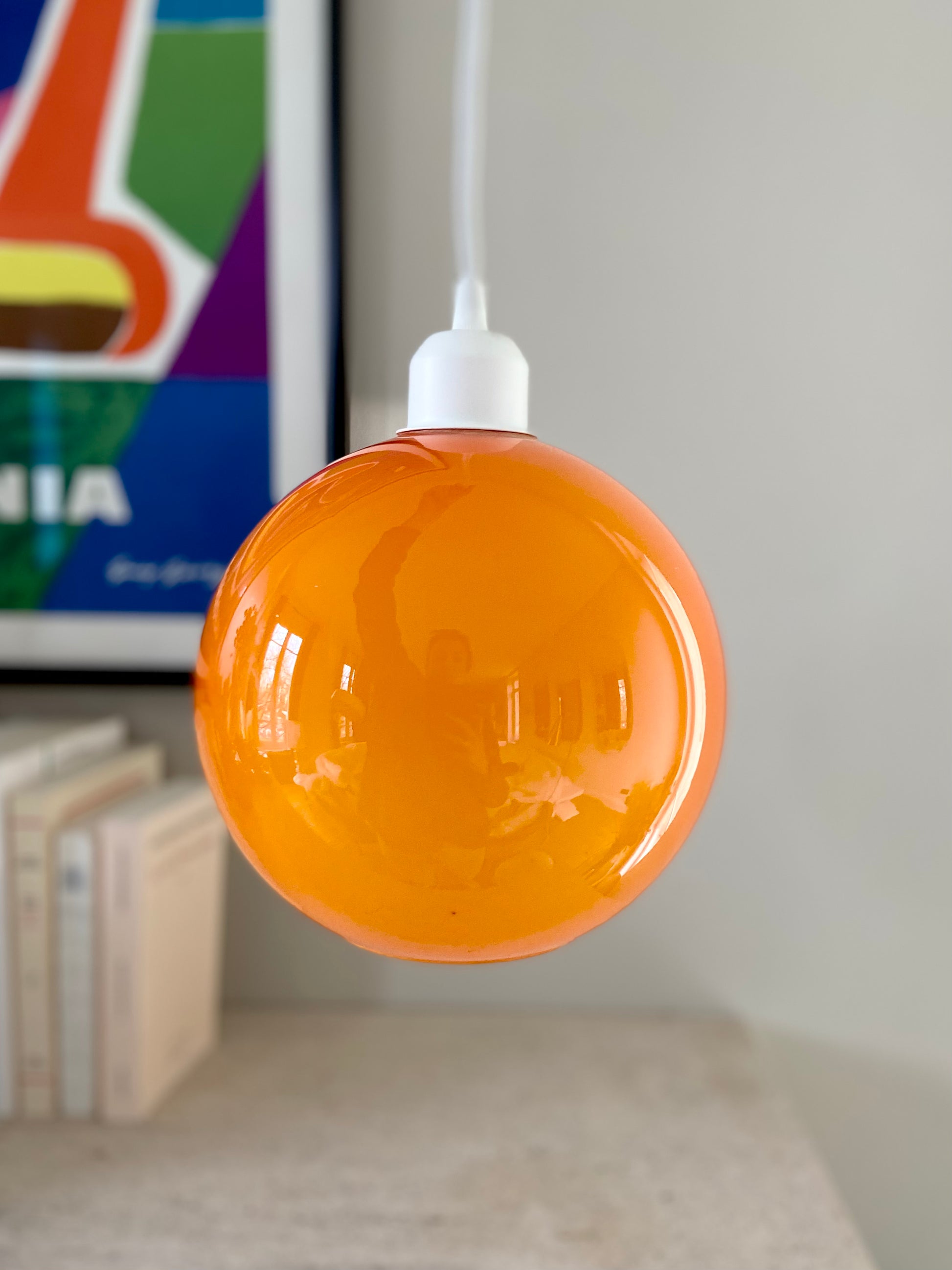 Suspension 70's "Boule" en verre