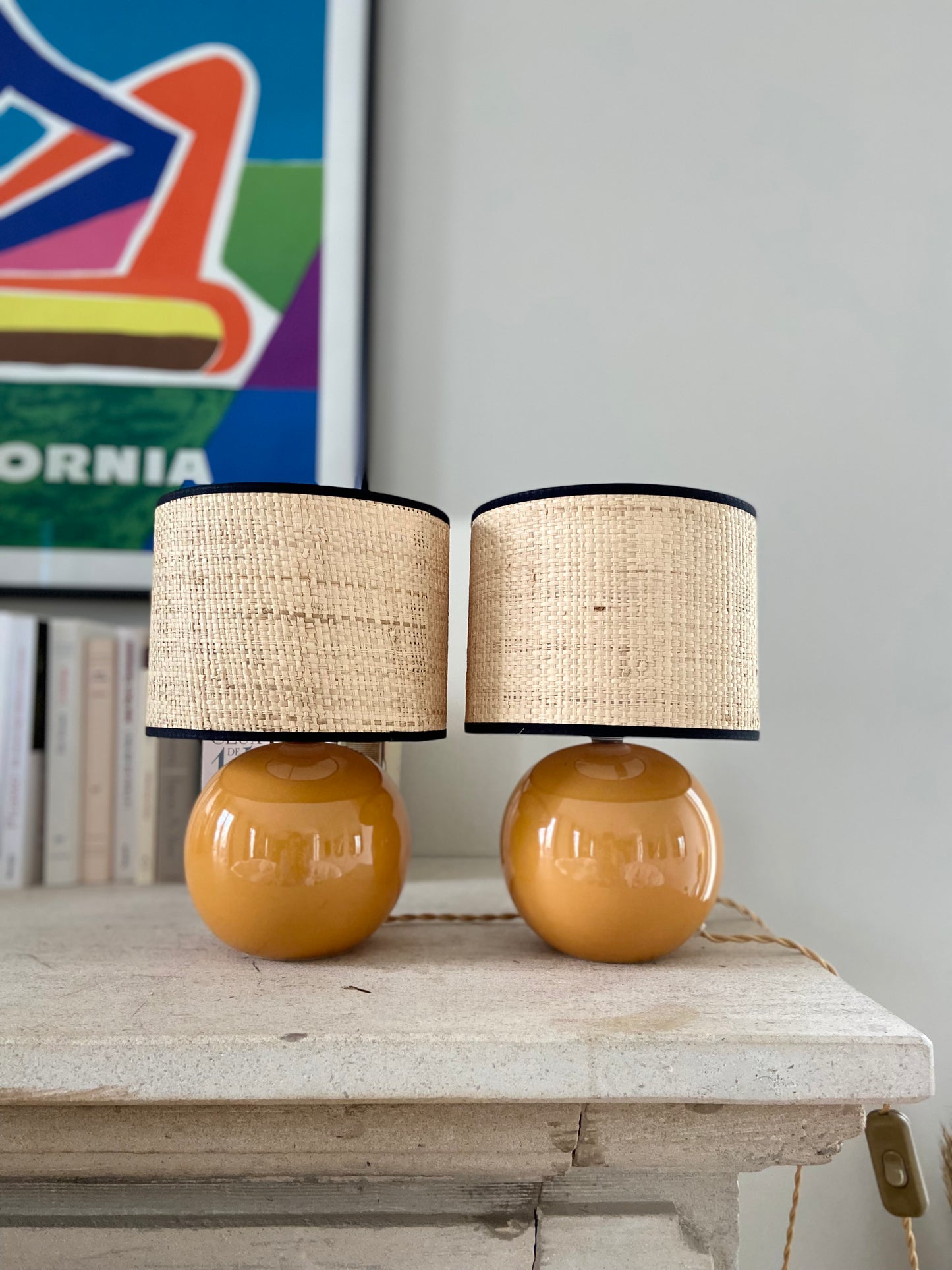 Pair of ceramic “POP” bedside lamps