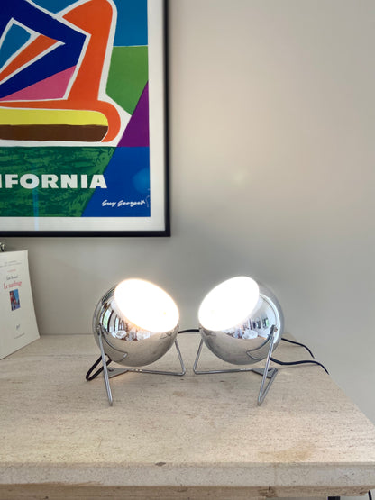 Paire de lampes esprit "Eye-ball" en métal