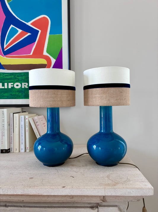 Paire de lampes "Boules" en porcelaine - 1970.