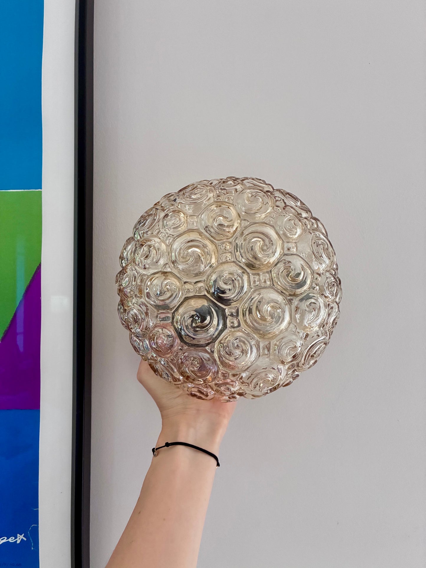 Trio d'appliques "Bubble" en verre ambré - 1960.