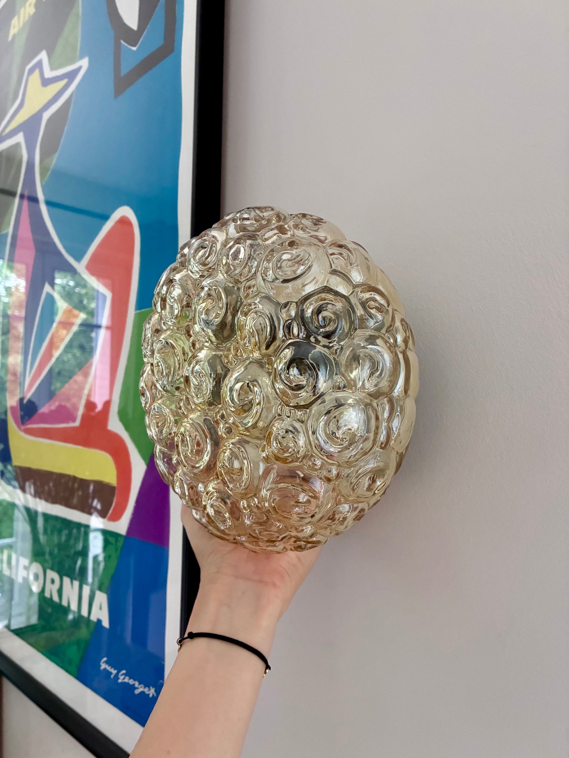 Trio d'appliques "Bubble" en verre ambré - 1960.