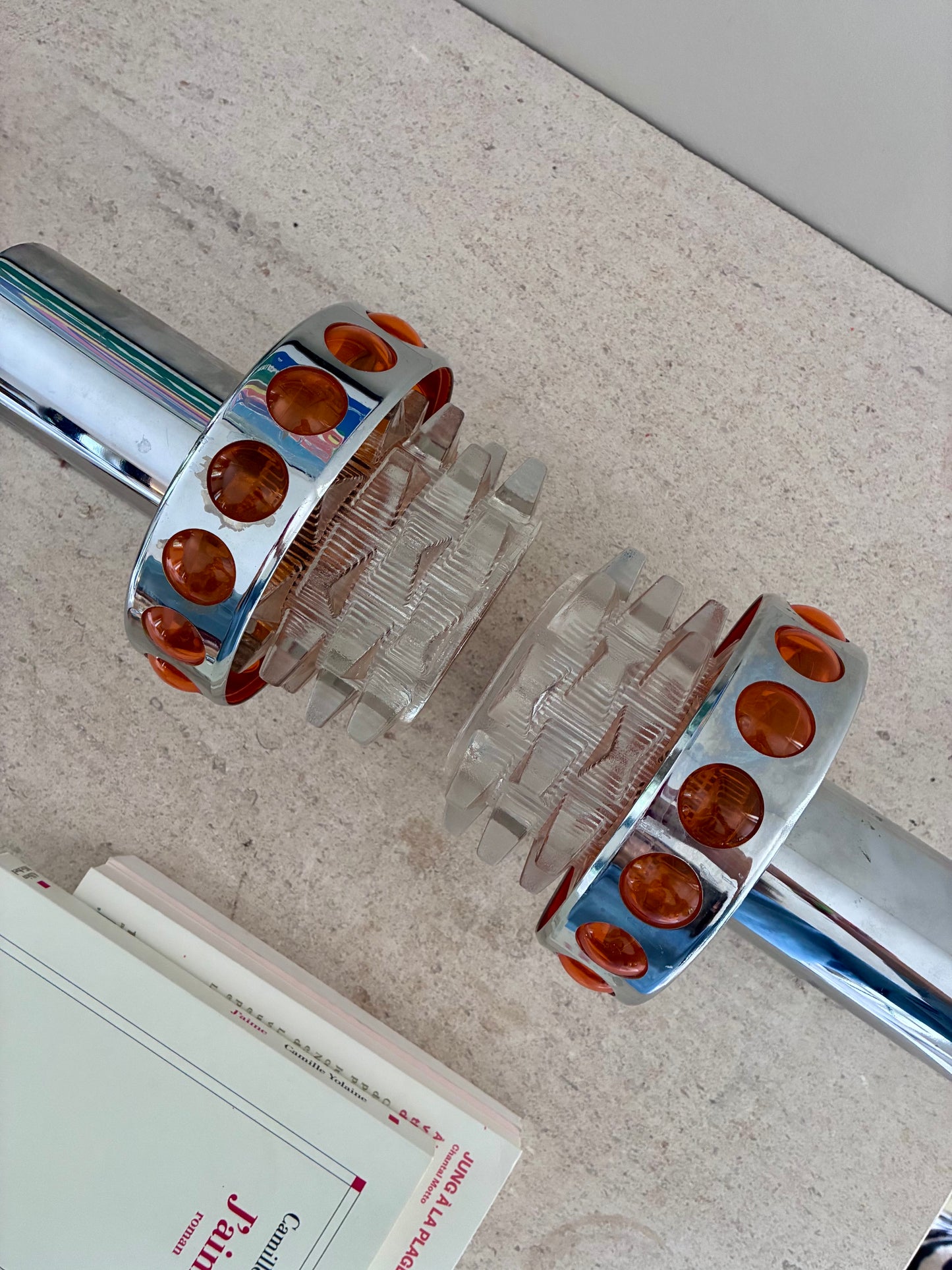 Paire d'appliques "Turbines" en métal et verre - 1970.