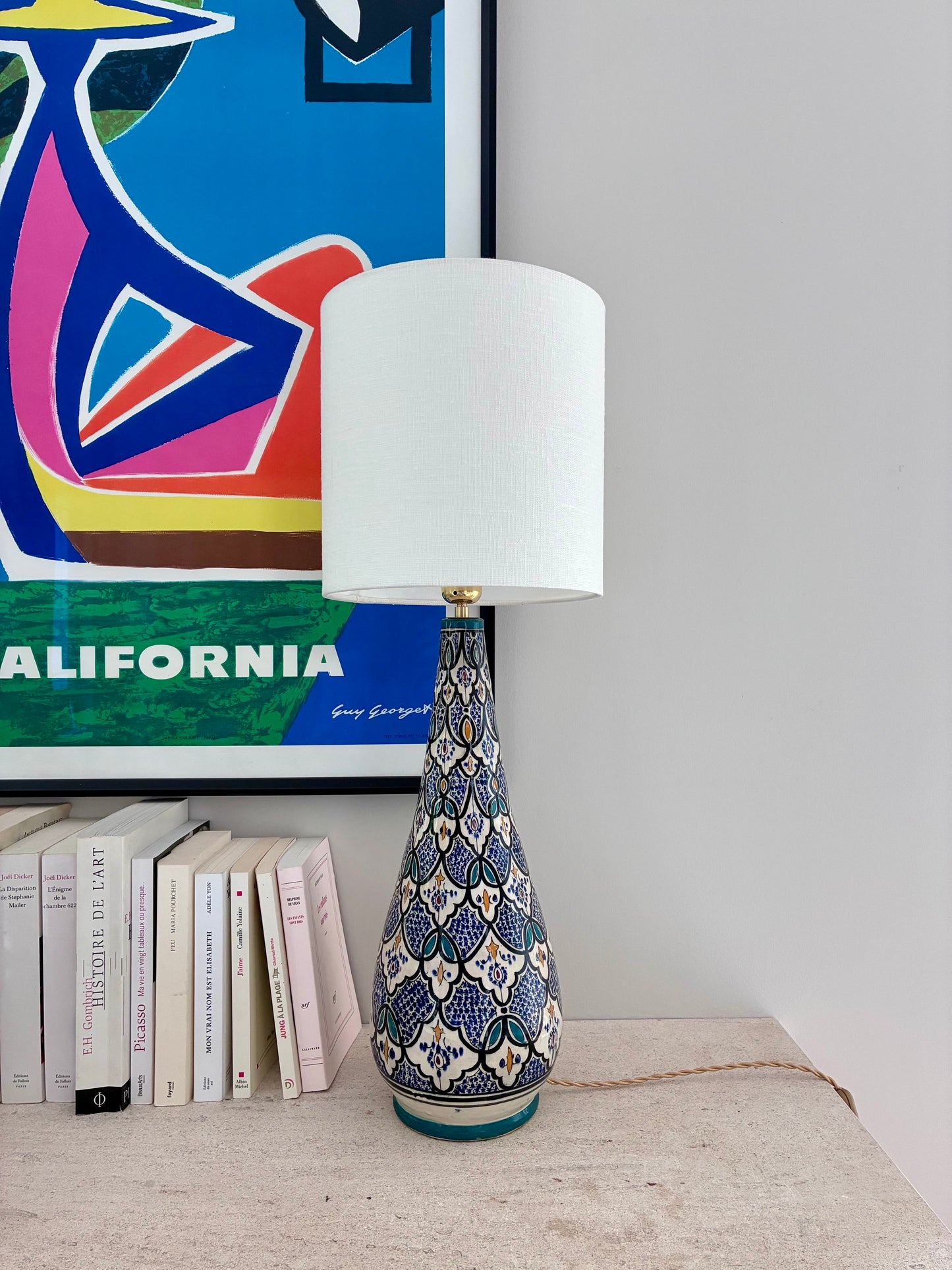 Grande lampe marocaine en céramique émaillée - 1970.