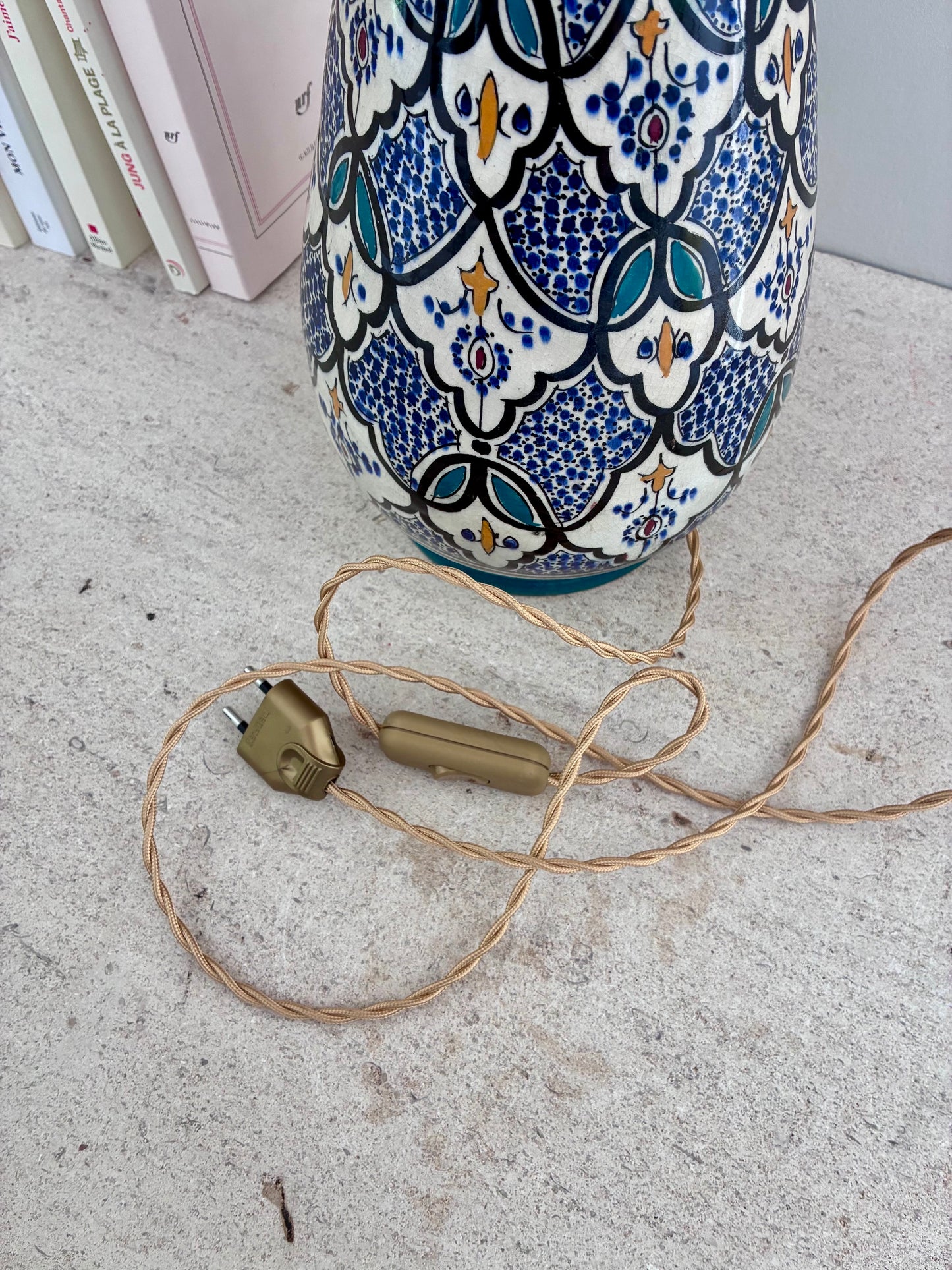 Grande lampe marocaine en céramique émaillée - 1970.