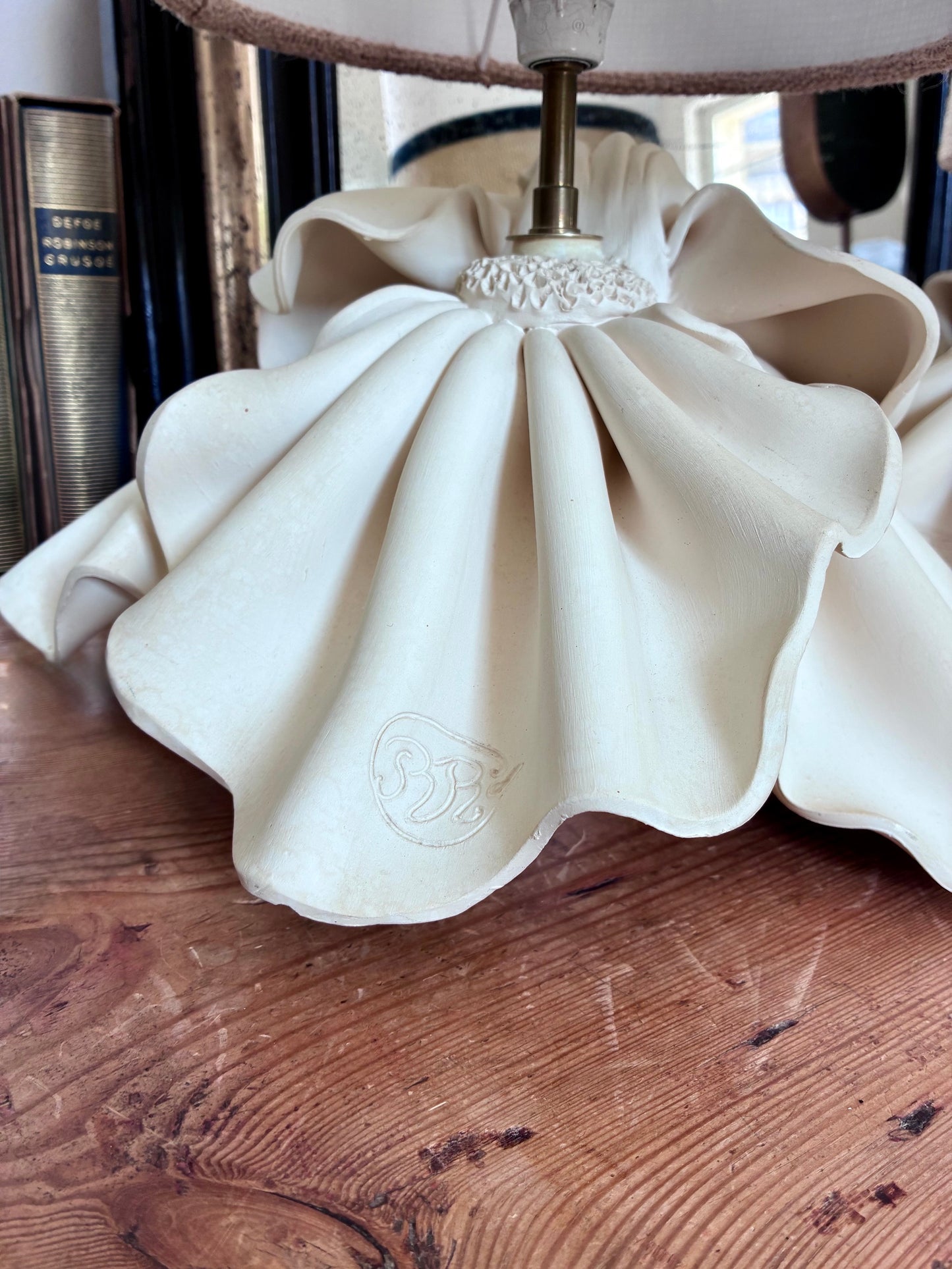 Paire de lampes "Etoffe" en argile - Raynal-Garcin Rémie - 1970.