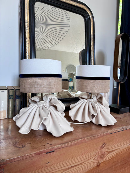 Paire de lampes "Etoffe" en argile - Raynal-Garcin Rémie - 1970.