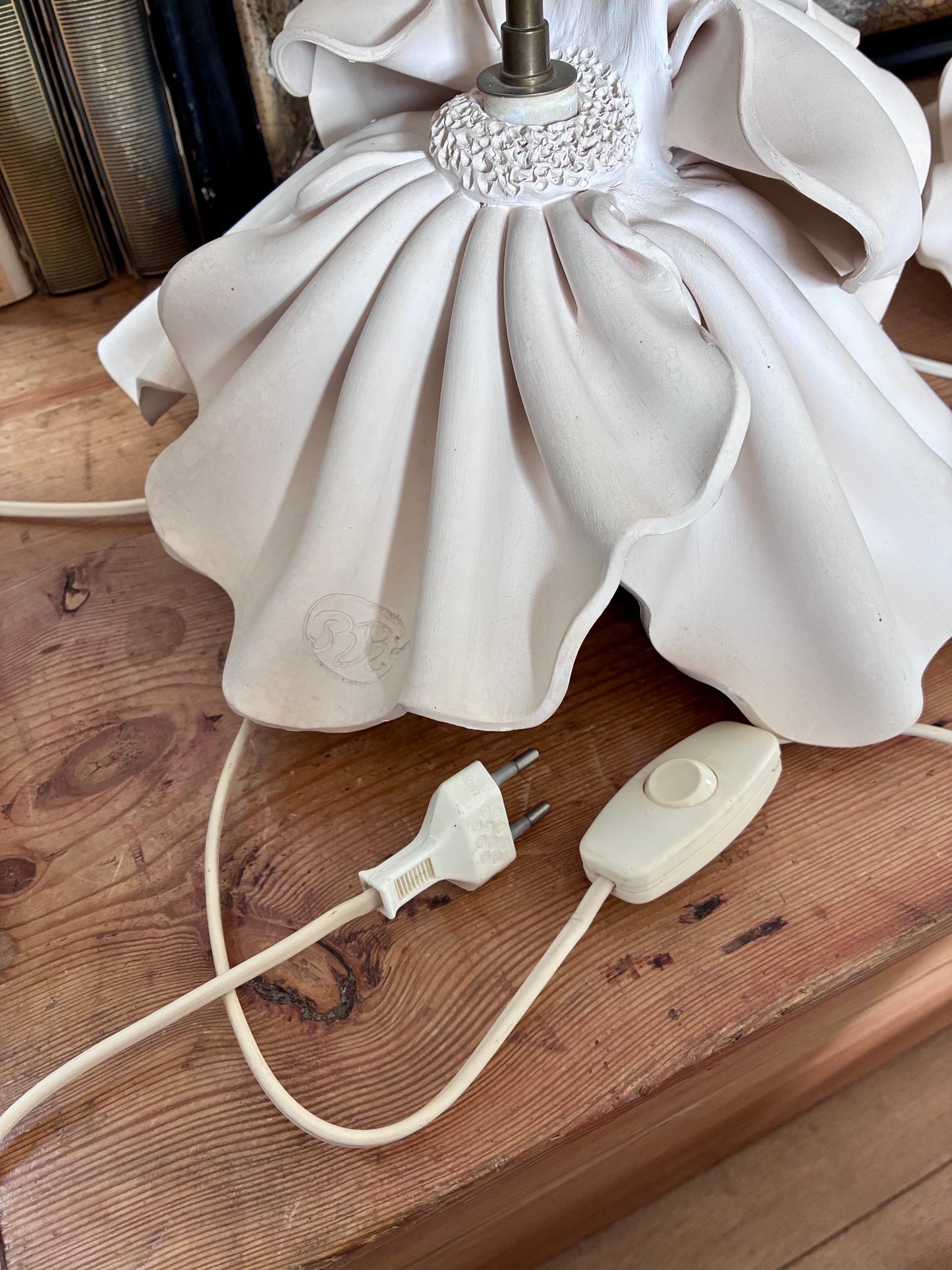 Paire de lampes "Etoffe" en argile - Raynal-Garcin Rémie - 1970.