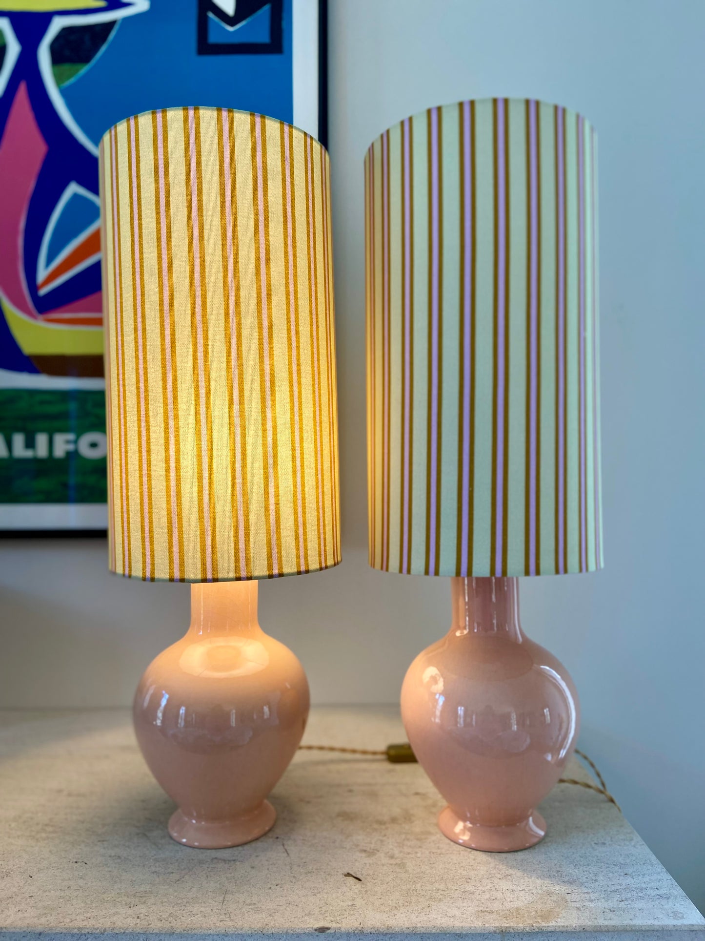 Paire de lampes "Bonbon" en céramique