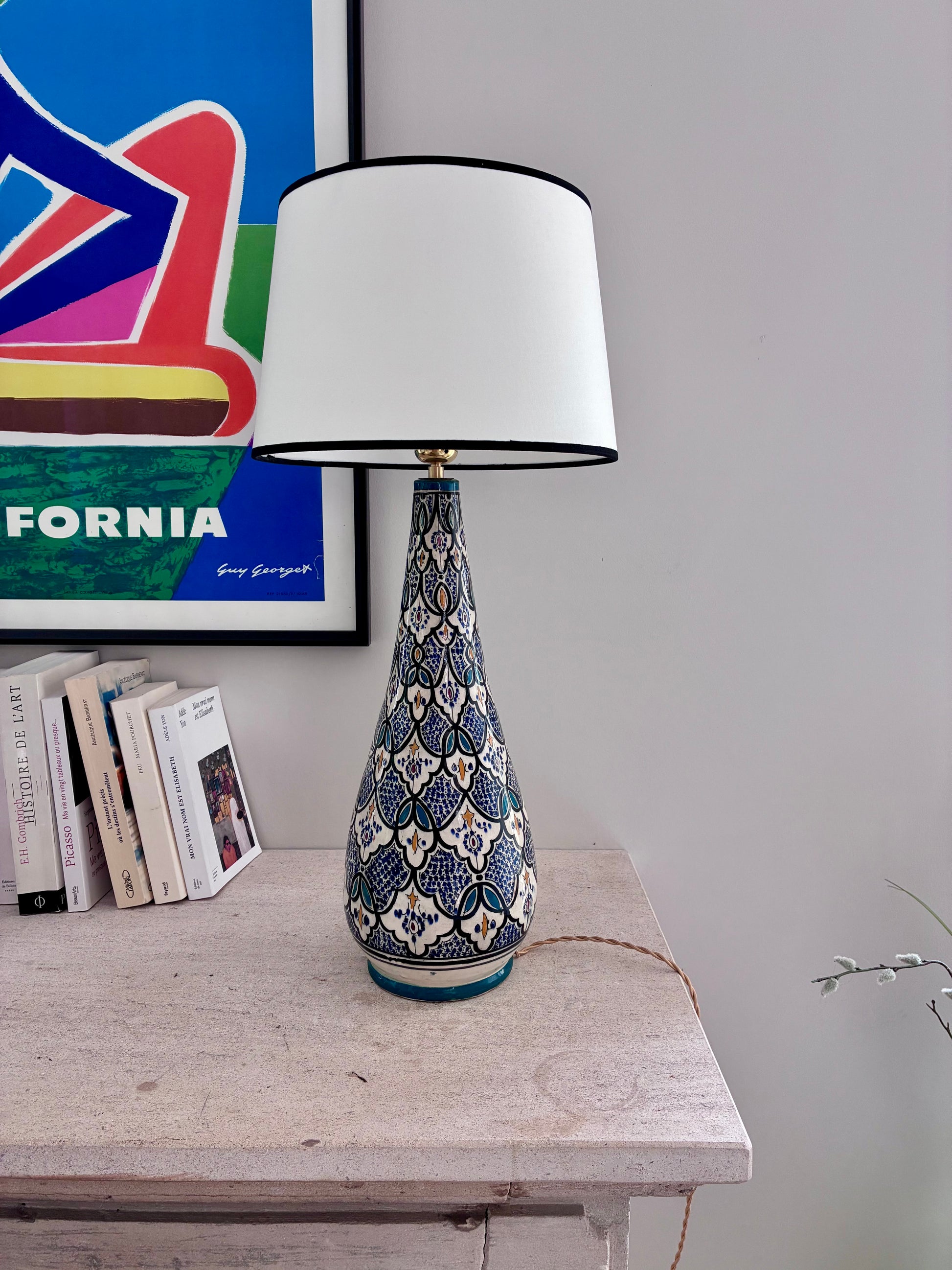 Grande lampe marocaine en céramique émaillée - 1970.