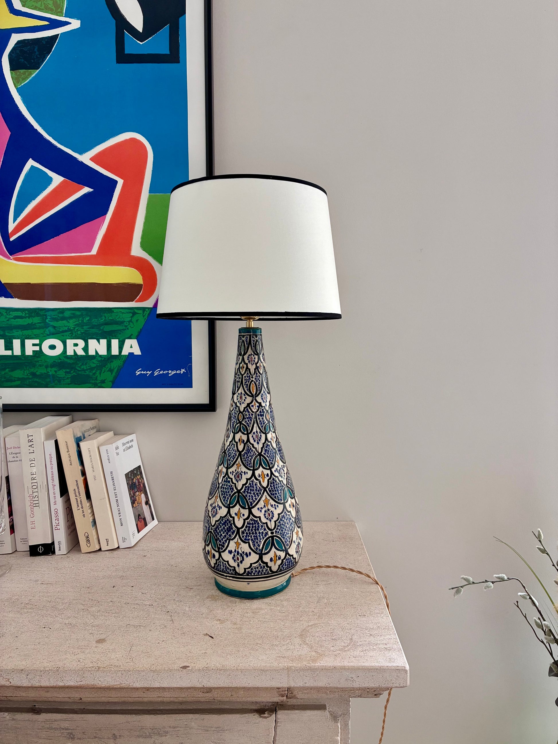 Grande lampe marocaine en céramique émaillée - 1970.