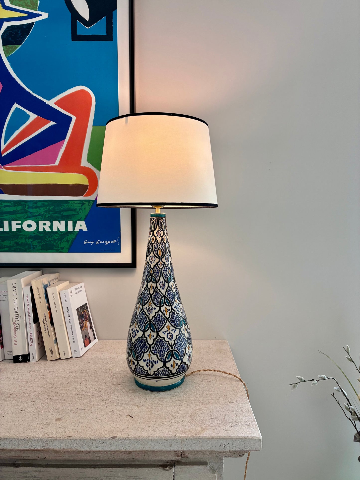 Grande lampe marocaine en céramique émaillée - 1970.