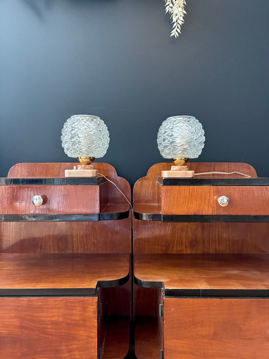 Paire de lampes "Pink" en verre et albâtre rosé - 1970.