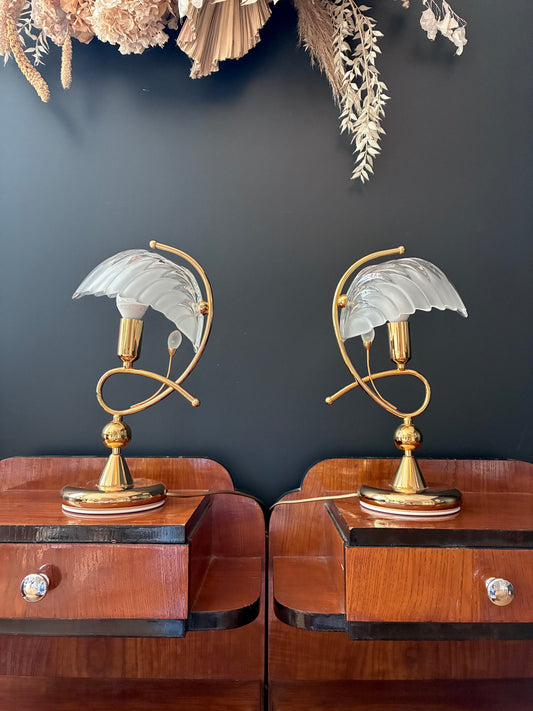 Paire de lampes "Coquillages" en laiton - 1970.