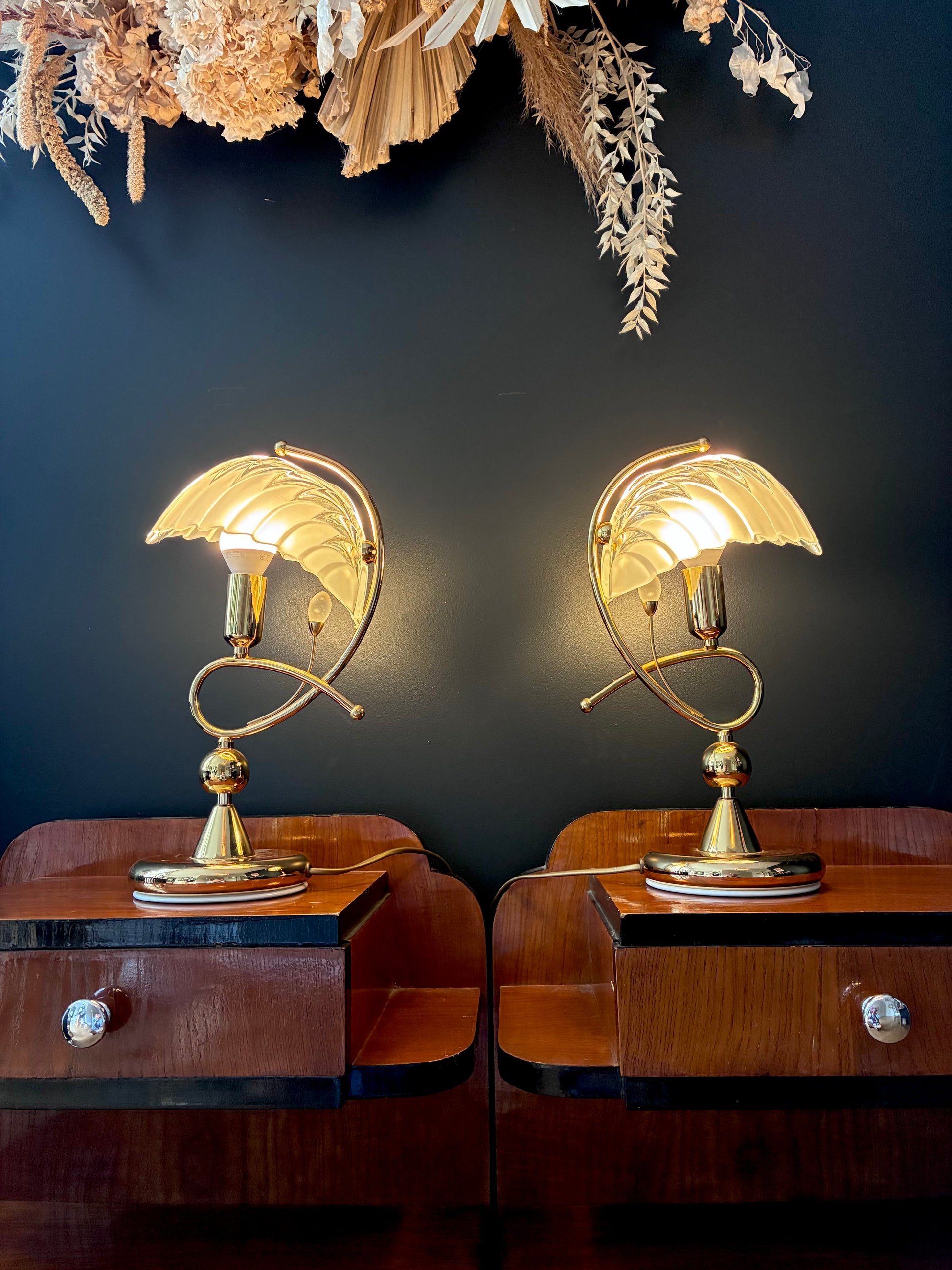 Paire de lampes "Coquillages" en laiton - 1970.
