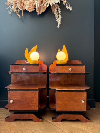 Paire de lampes POP jaune vif - 1980.