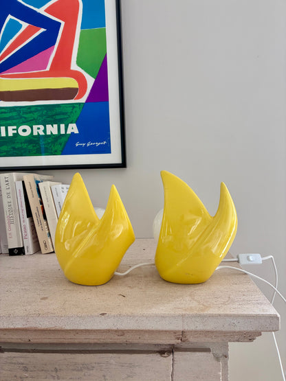Paire de lampes POP jaune vif - 1980.