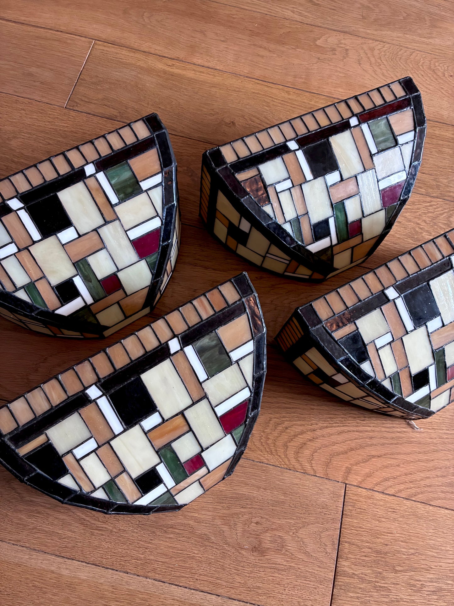 Ensemble de 4 appliques "Mosaïque" en verre - 1970.