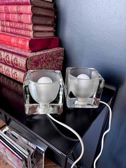 Paire de lampes "Ice cube" en verre - 1970.