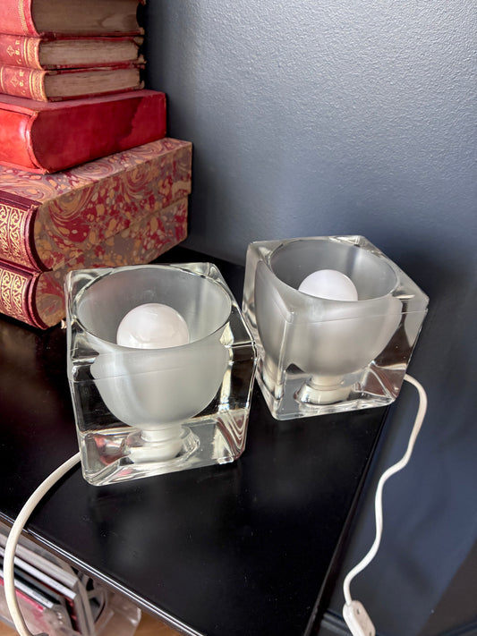 Paire de lampes "Ice cube" en verre - 1970.