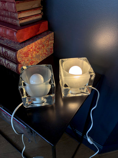 Paire de lampes "Ice cube" en verre - 1970.