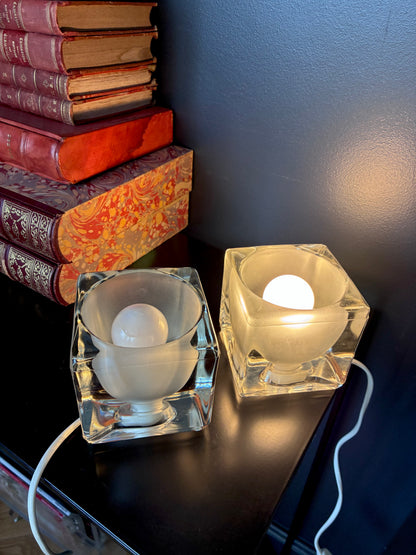 Paire de lampes "Ice cube" en verre - 1970.