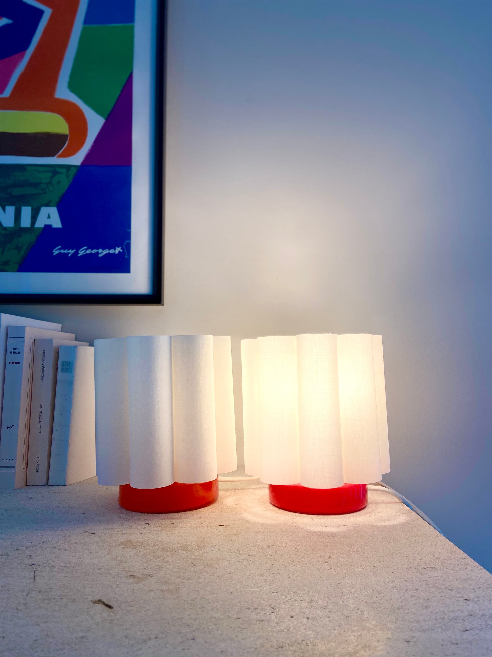 Paire de lampes de chevet 70's en verre