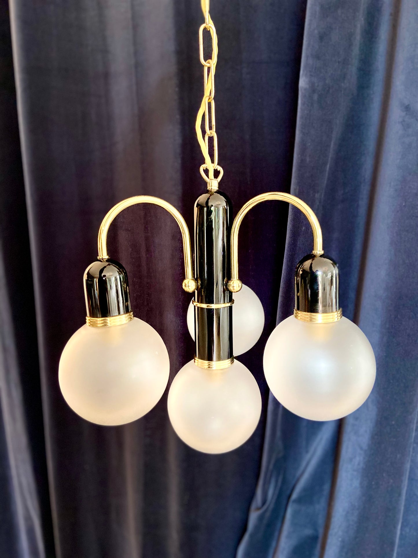 "Solken-Leuchten" pendant light in brass and metal - circa 1970.