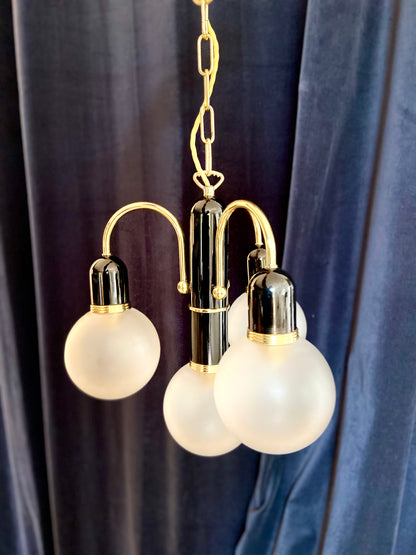 "Solken-Leuchten" pendant light in brass and metal - circa 1970.