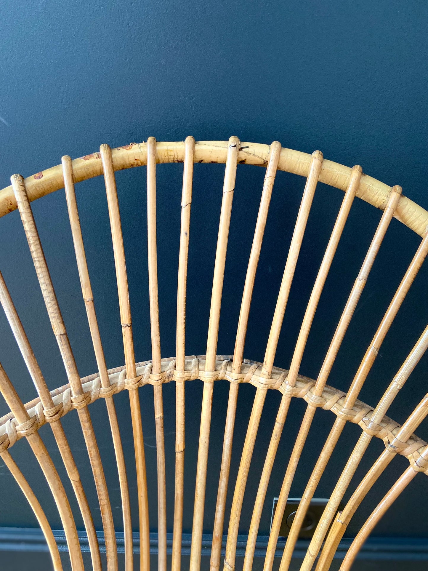 Pair of rattan basket armchairs - circa 1960.