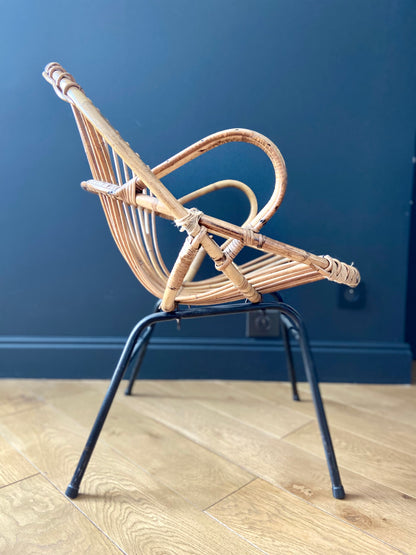 Pair of rattan basket armchairs - circa 1960.