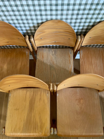 Set of 5 MMO chairs in thermoformed wood - circa 1980.