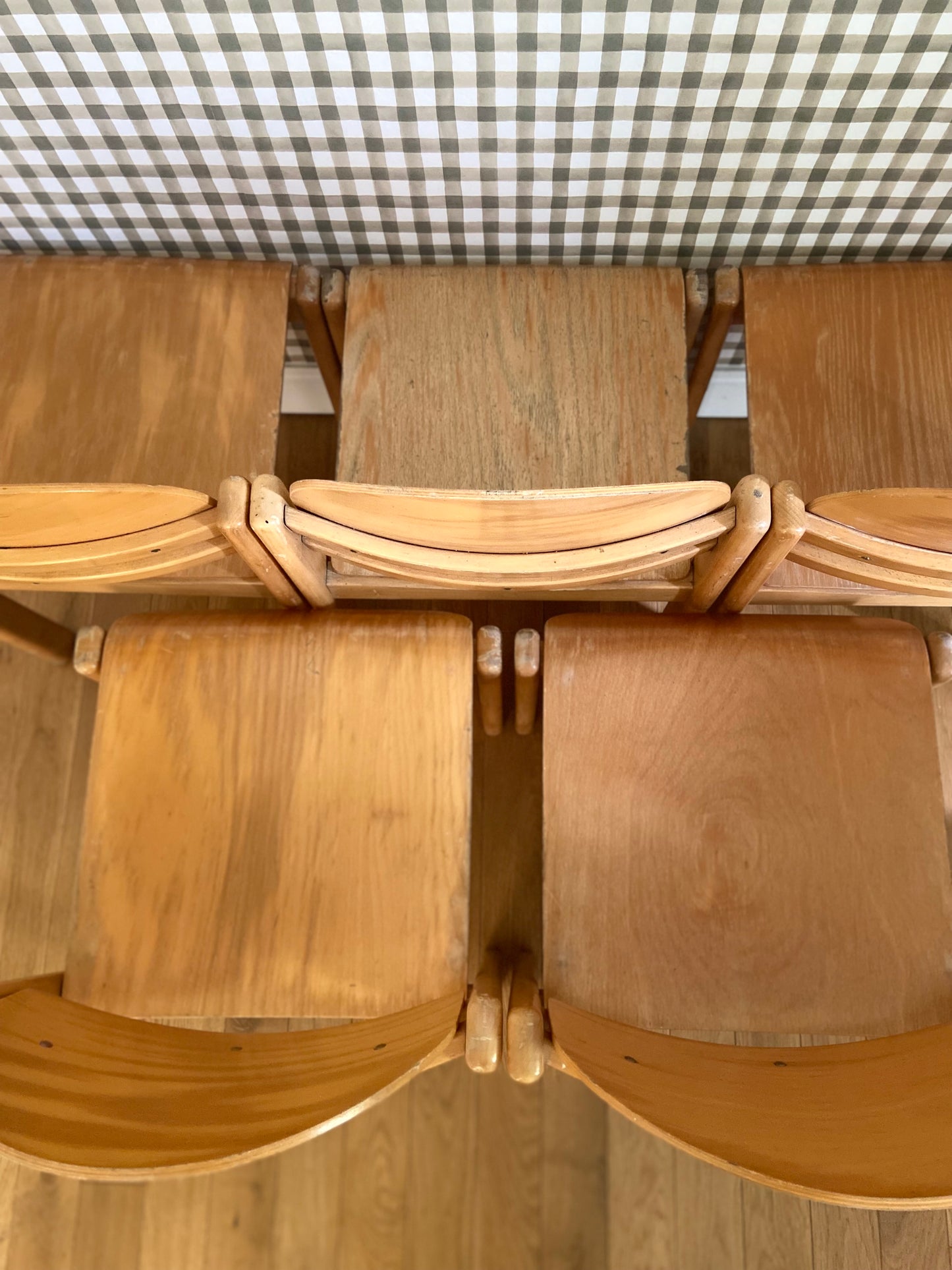 Set of 5 MMO chairs in thermoformed wood - circa 1980.