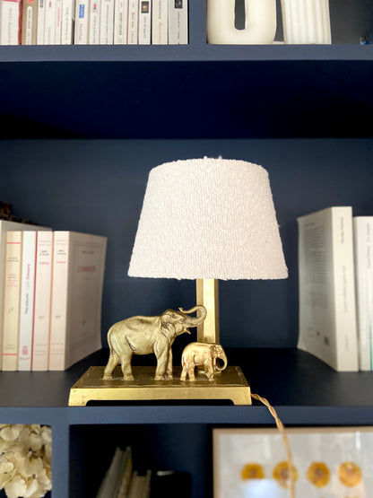 Lampe de bureau en laiton "Éléphant et son petit" - Vers 1900.