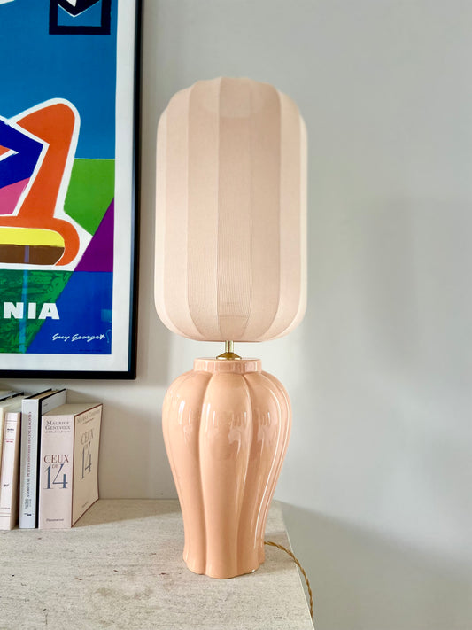 Lampe "Ballon" en céramique rose orangée - 1970