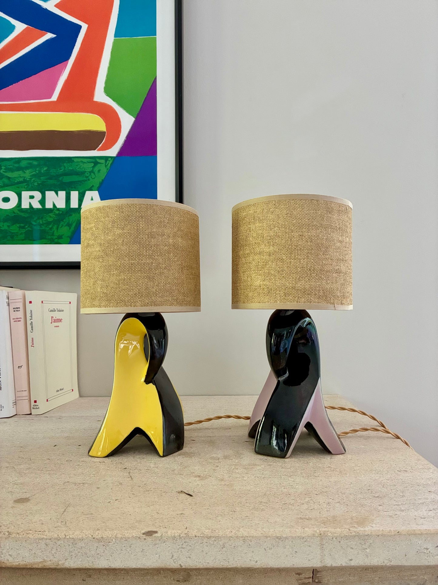Pair of "Fifties" ceramic bedside lamps - 1950.