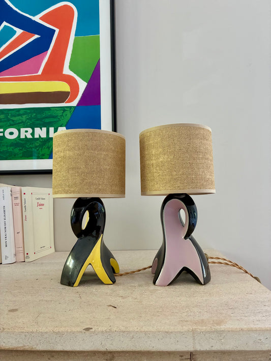 Pair of "Fifties" ceramic bedside lamps - 1950.