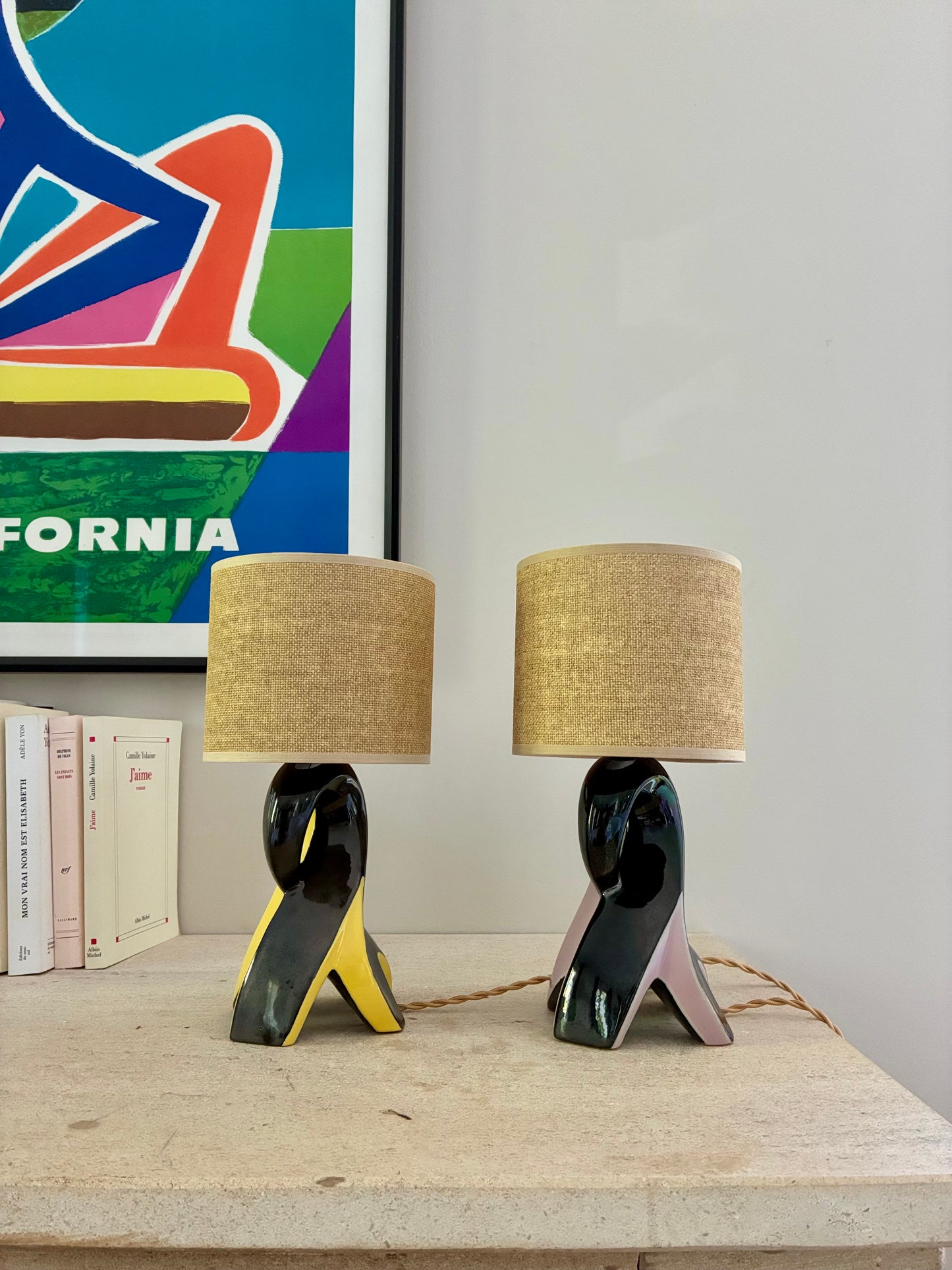 Pair of "Fifties" ceramic bedside lamps - 1950.