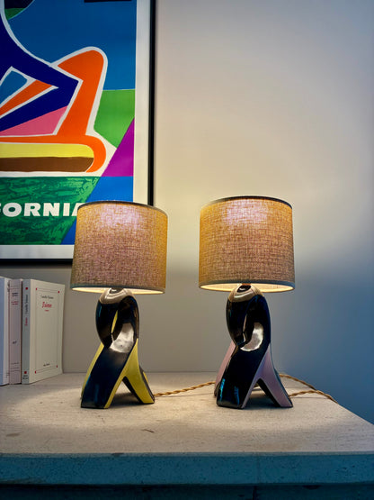 Pair of "Fifties" ceramic bedside lamps - 1950.