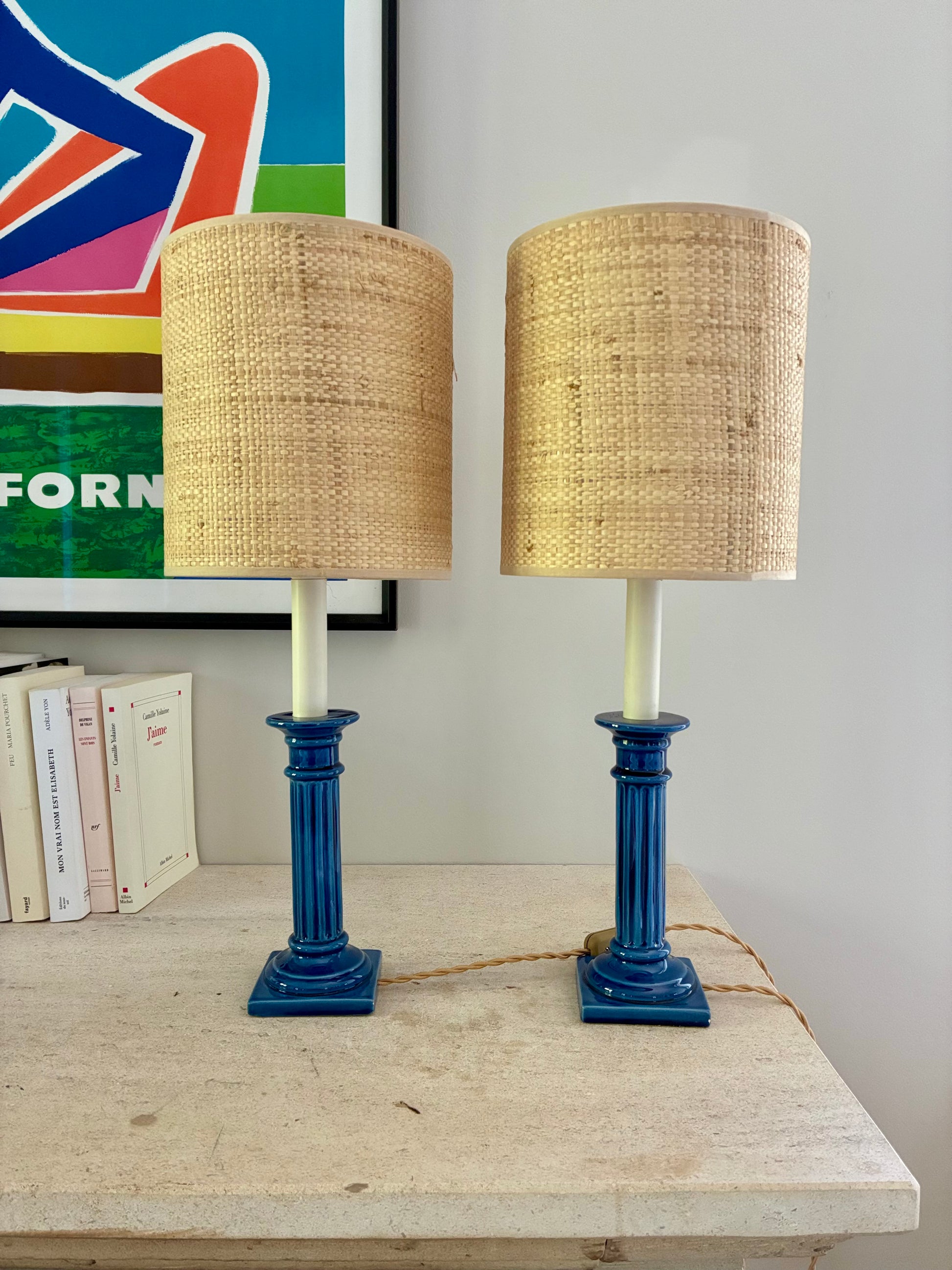 Paire de lampes de chevet "Blue Sky" en céramique - 1970.