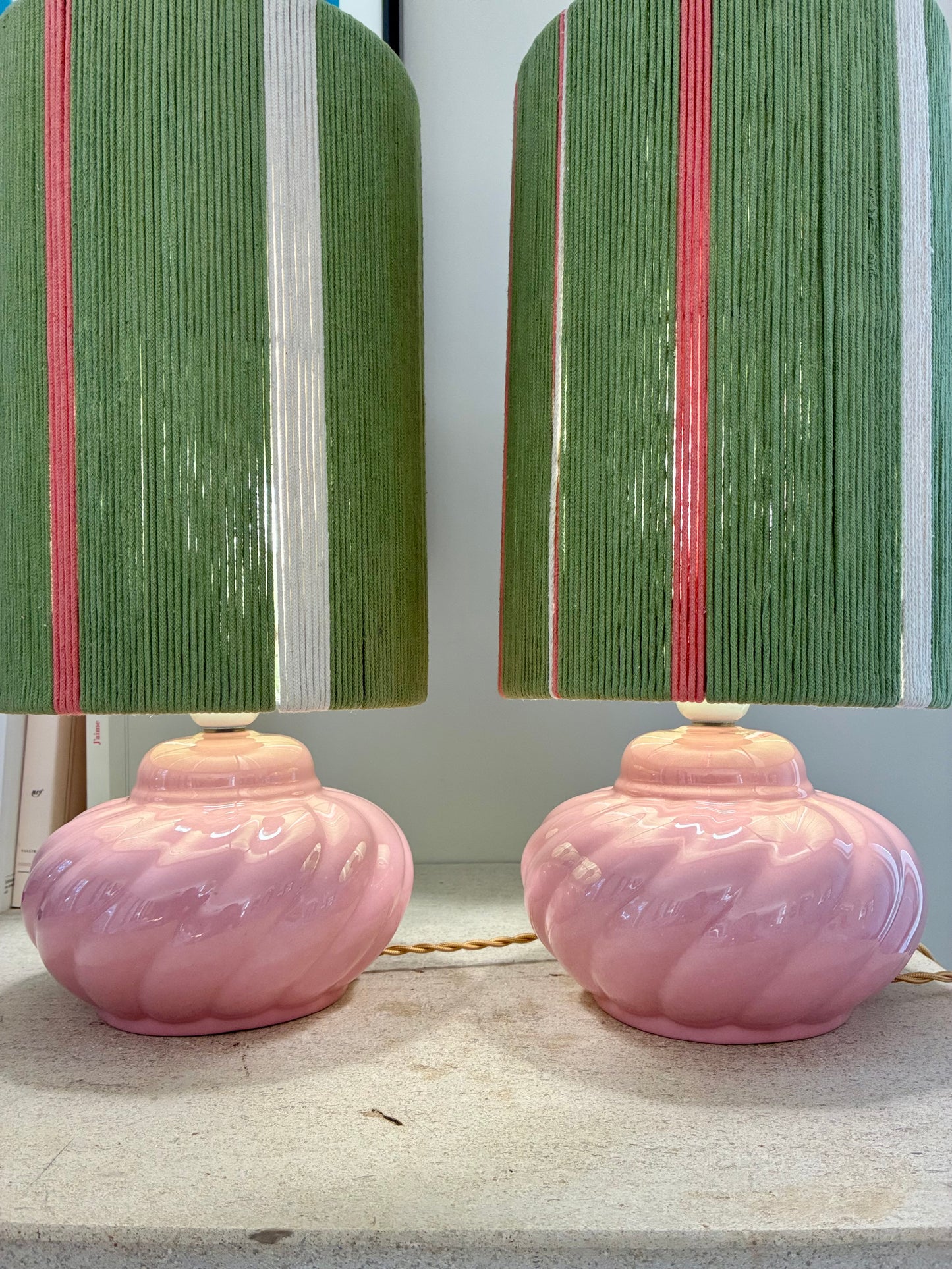 Paire de lampes "Candy" en céramique - 1970.