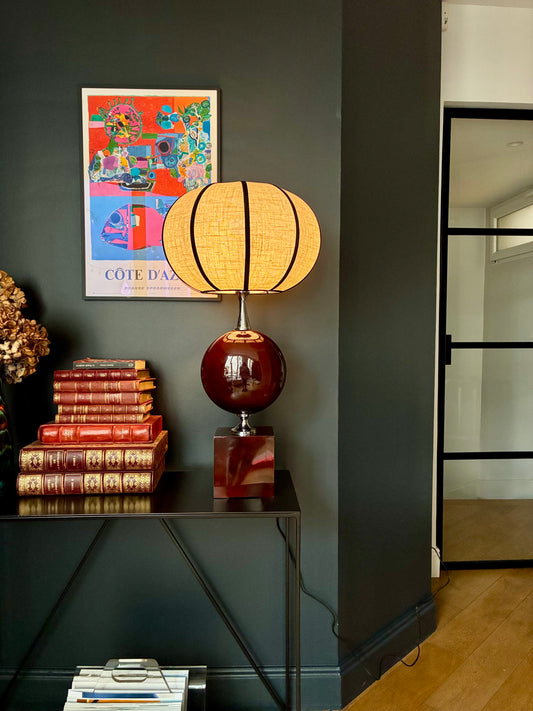 Grande lampe "Sphère" en métal bordeaux - 1970.